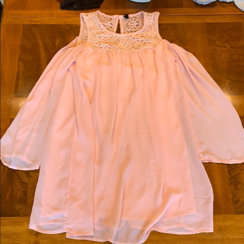 Pink flowy mini dress